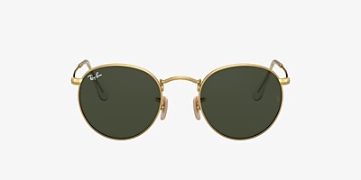 Ray-Ban RB3447 ROUND METAL 47 Green Classic G-15 & Gold Sunglasses ...