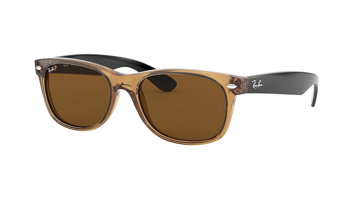 Ray-Ban RB2132 New Wayfarer Bicolor 55 Polarized Brown Classic B-15 & Honey  Polarized Sunglasses | Sunglass Hut USA