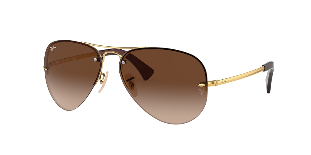 Ray-Ban RB3449 59 Brown Gradient & Gold Sunglasses | Sunglass Hut Australia