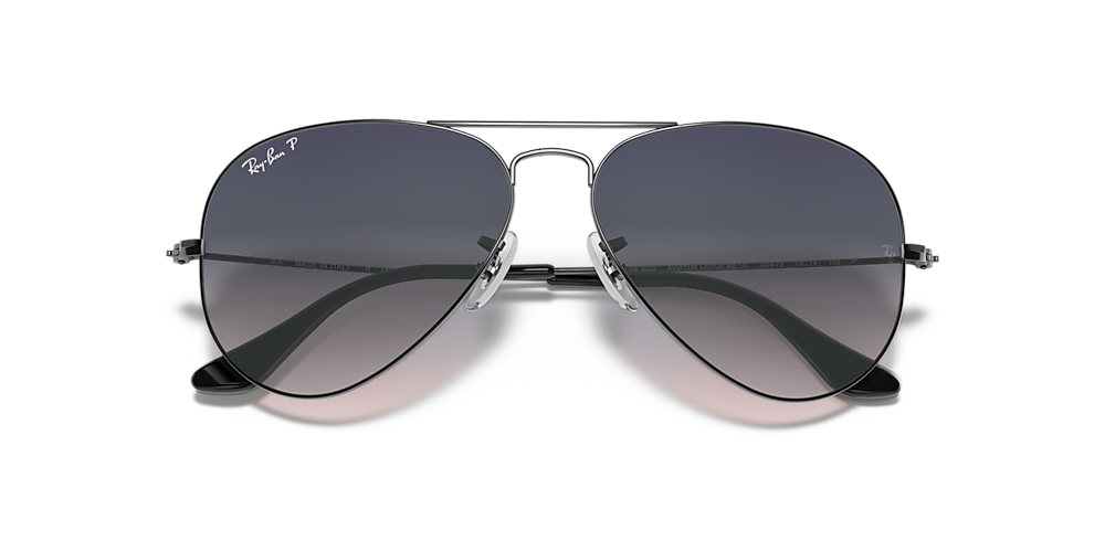 Ray Ban Rb3025 Aviator Gradient 58 Polarized Blue Grey Gradient Gunmetal Polarized Sunglasses Sunglass Hut Usa