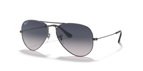 Óculos de sol Ray-Ban Aviator Gradient RB3025, formato aviador, armação em metal grafite, lente azul degradê polarizada