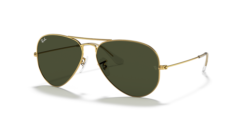 markør Omvendt lærling Ray-Ban RB3025 Aviator Classic 58 Green & Gold Sunglasses | Sunglass Hut USA