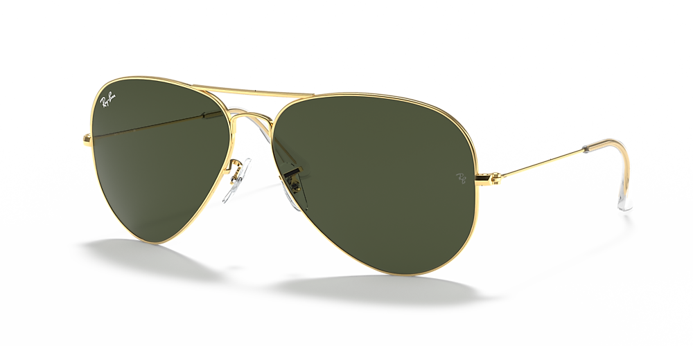 RB3026 Aviator Large Metal II 62 Green & Gold Sunglasses | Sunglass Hut
