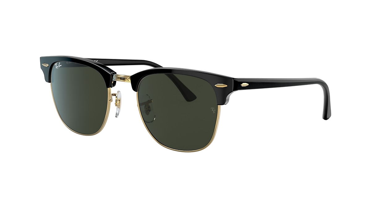 Ray-Ban RB3016 Clubmaster Classic 49 Green & Black On Gold Sunglasses |  Sunglass Hut USA