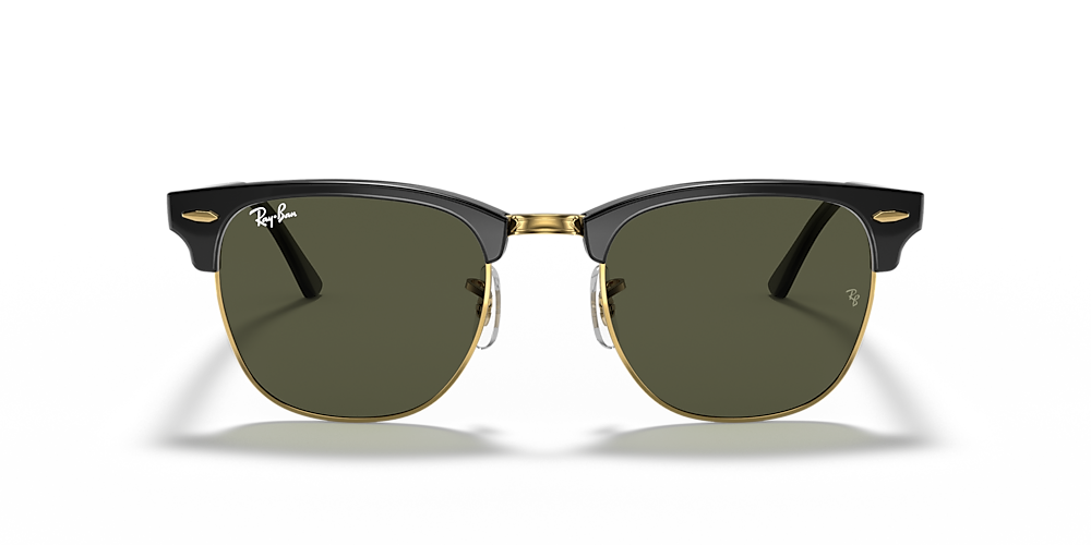 ga winkelen hypotheek Hub Ray-Ban RB3016 Clubmaster Classic 49 Green & Black On Gold Sunglasses |  Sunglass Hut Canada
