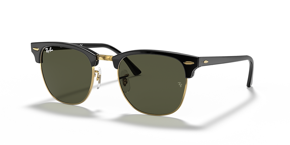 Ray-Ban RB3016 Clubmaster Classic 49 Green & Black On Gold Sunglasses |  Sunglass Hut USA