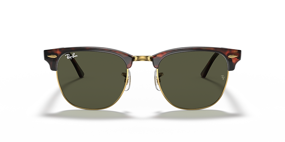 Ray-Ban RB3016 Clubmaster Classic 49 Green u0026 Tortoise On Gold Sunglasses |  Sunglass Hut USA