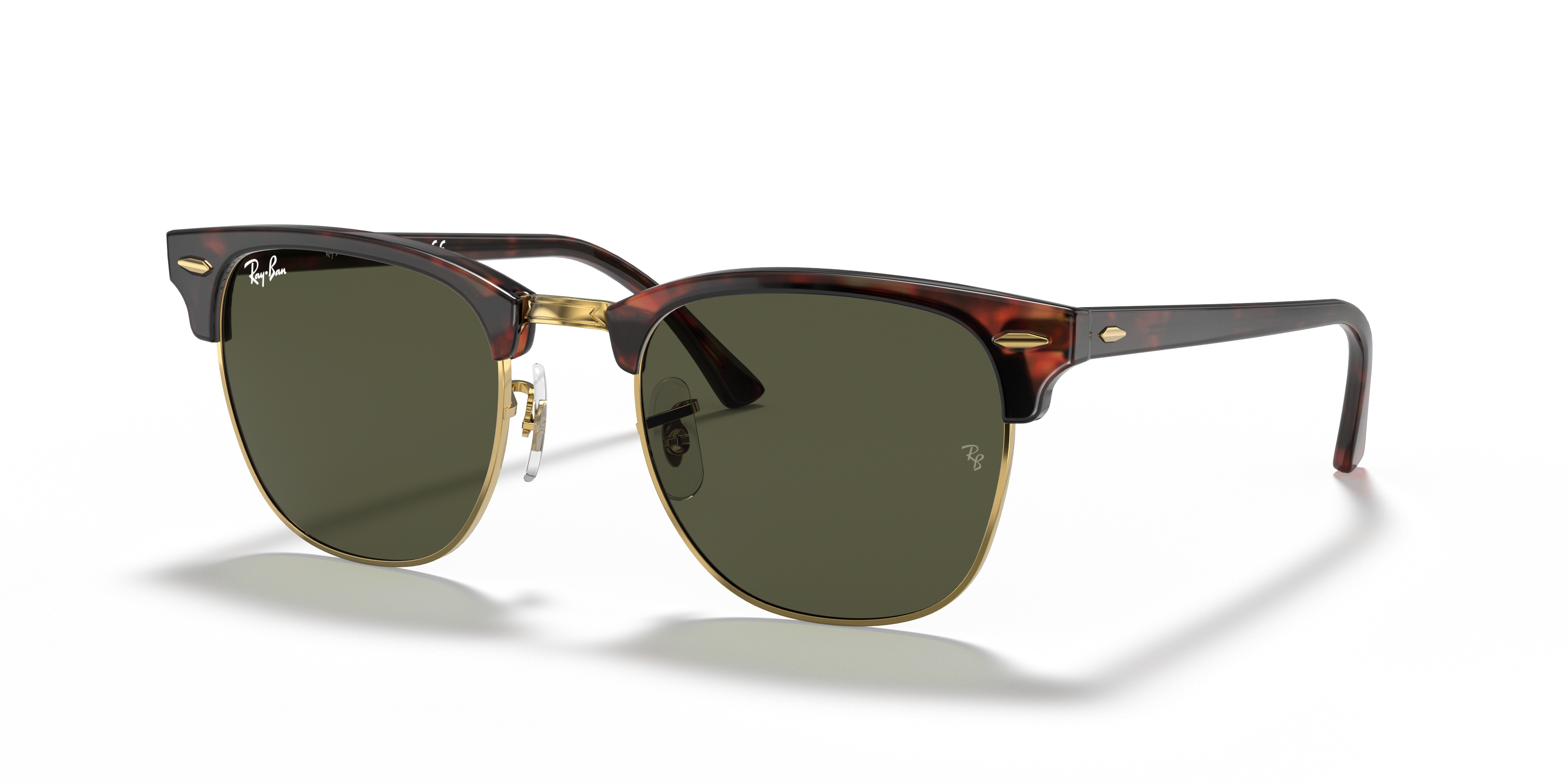 Ray-Ban RB3016 Clubmaster Classic 49 Green  Tortoise On Gold Sunglasses |  Sunglass Hut USA