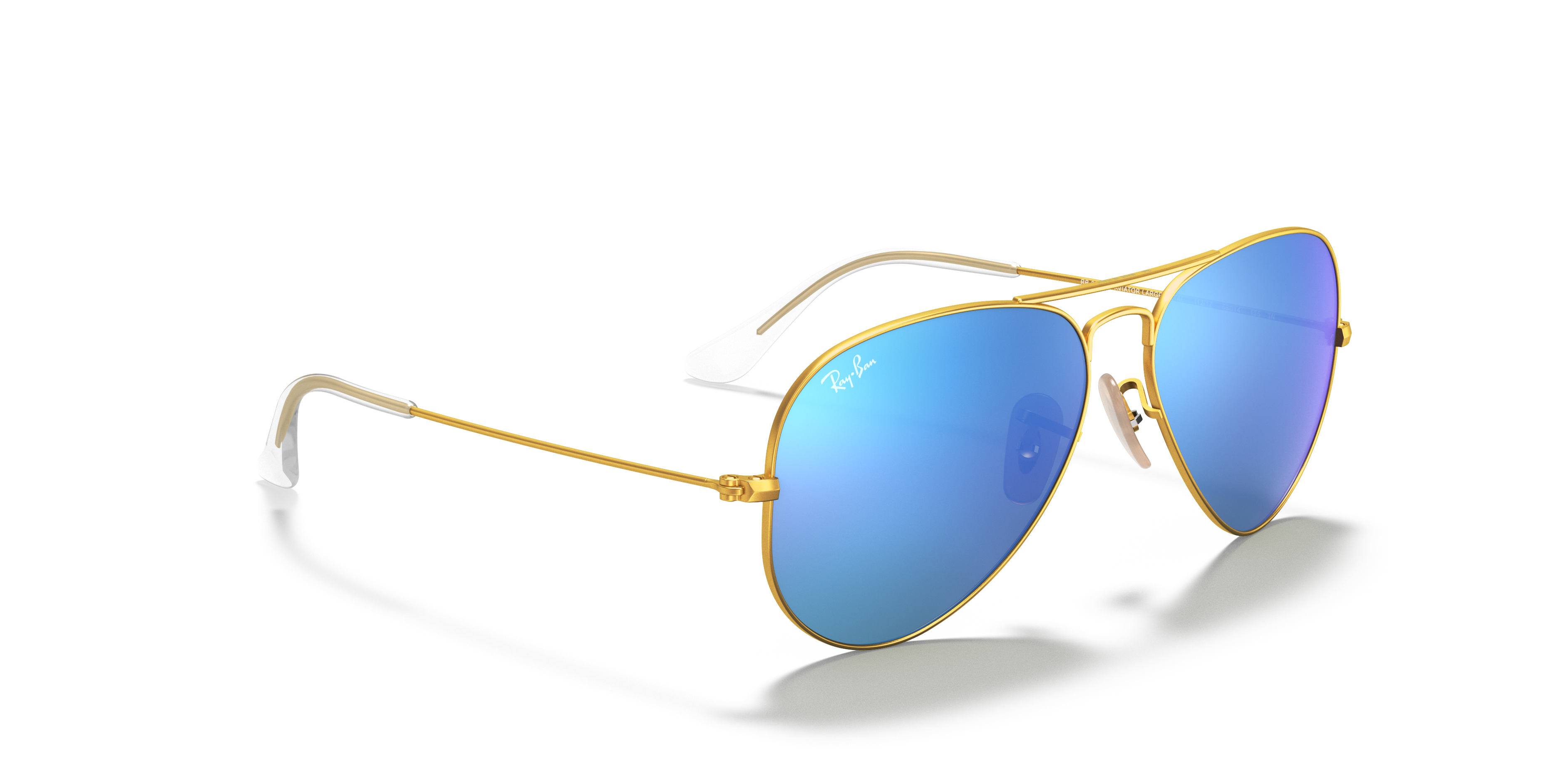 gold ray bans blue lens