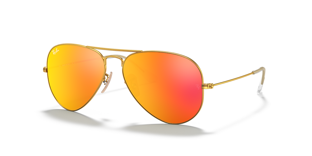 Ray-Ban RB3025 Aviator Flash Lenses 58 Orange Flash & Gold Sunglasses |  Sunglass Hut USA