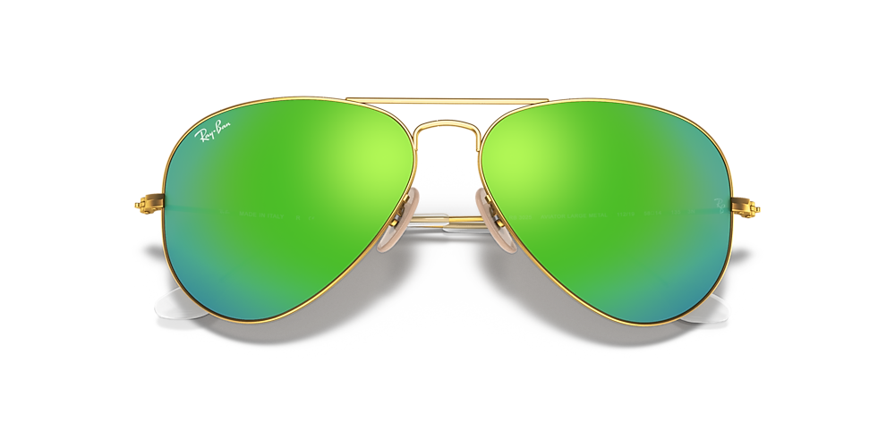 Ray-Ban RB3025 Aviator Flash Lenses 58 Green Flash & Gold Sunglasses |  Sunglass Hut Australia