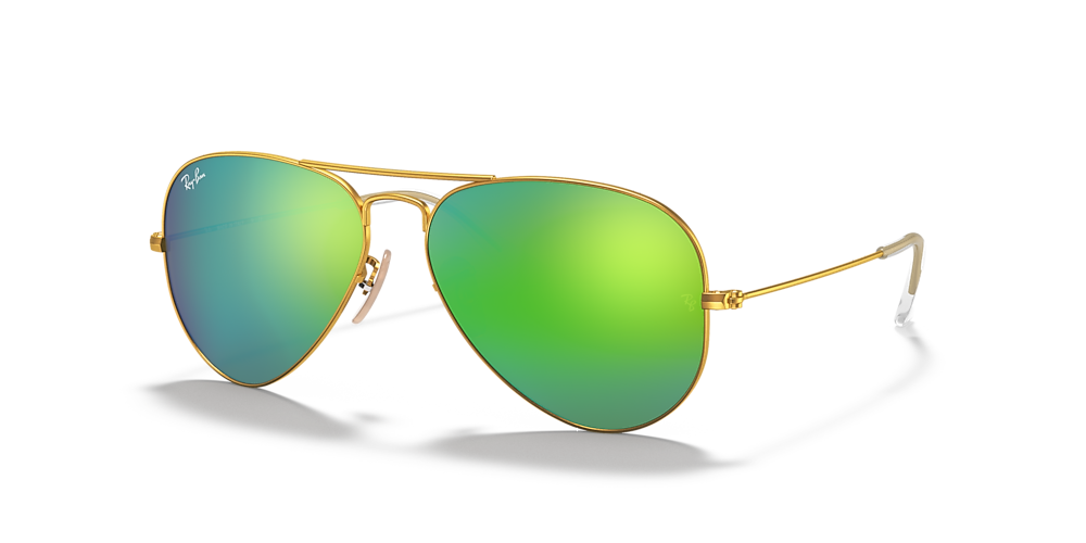 Ray-Ban RB3025 Aviator Flash Lenses 58 Green Flash & Gold Sunglasses |  Sunglass Hut USA