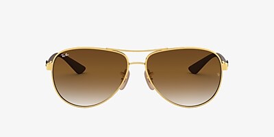 Ray-Ban RB8313 61 Light Brown Gradient & Gold Sunglasses | Sunglass Hut ...
