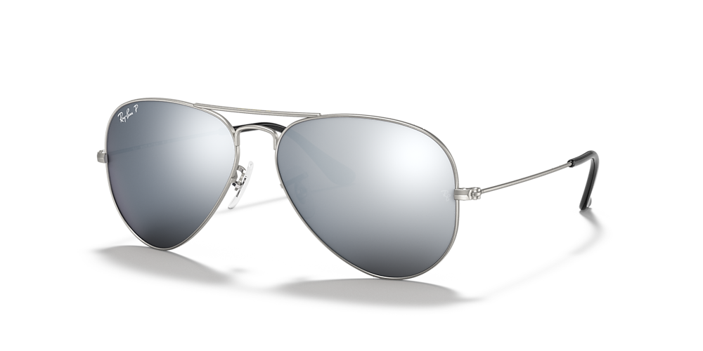 RB3025 AVIATOR MIRROR 58 Dark Grey Silver Polarized Sunglasses Sunglass Hut