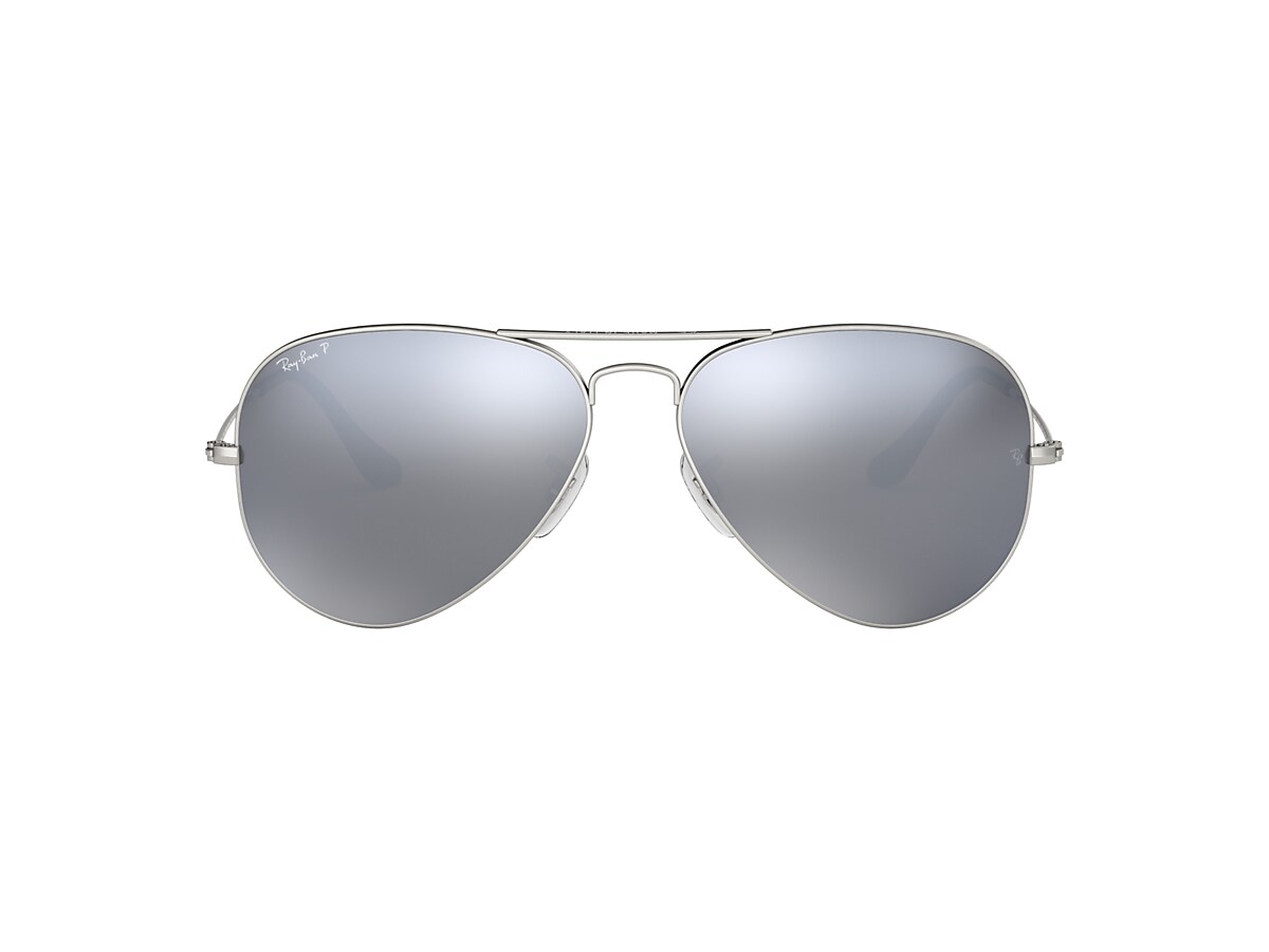 Ray-Ban RB3025 Aviator Mirror 58 Dark Grey & Silver Polarized Sunglasses