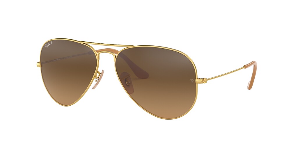 Ray-Ban RB3025 AVIATOR GRADIENT 58 Polarized Brown Gradient & Gold ...