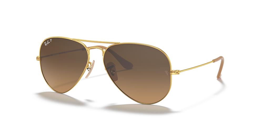Ray-Ban RB3025 Aviator Gradient 55 Polarized Brown & Gold Polarized Sunglasses | Sunglass Hut USA