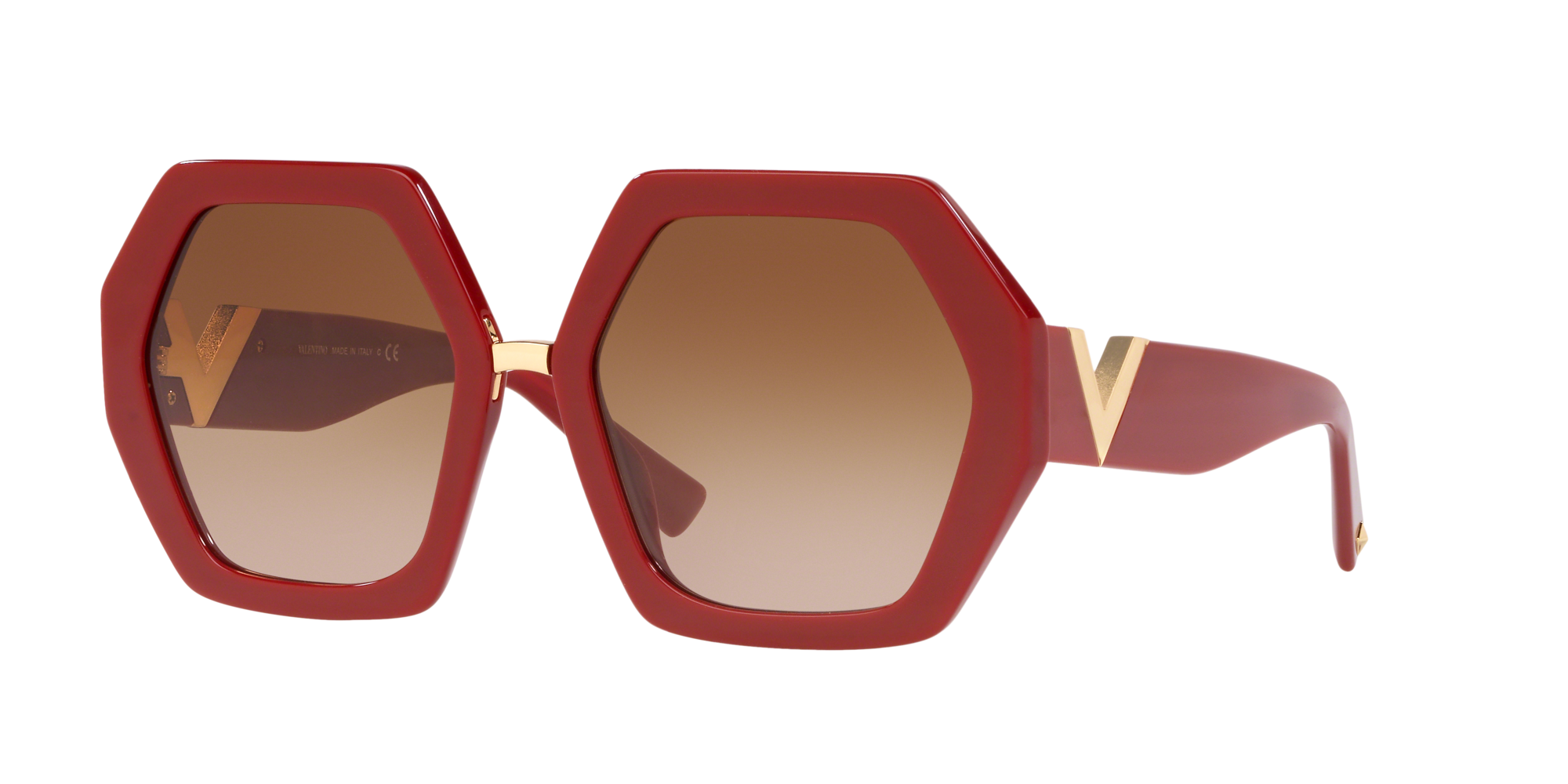 Valentino VA4053 Woman's Red Frame Sunglasses with Brown Lenses