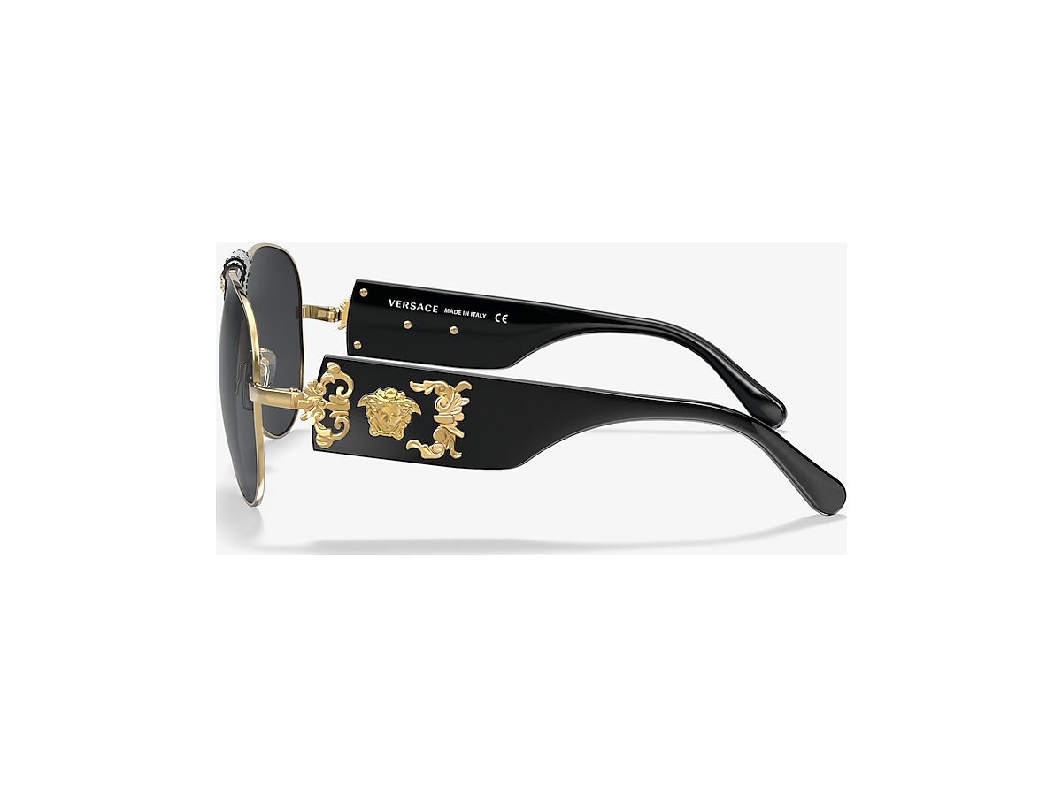 NWT Versace Sunglasses VE 2150Q 1002/87 Black Gold Dark Gray 62 mm 100287 NIB