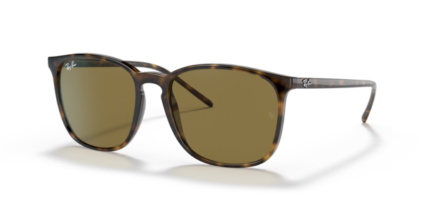 Óculos de sol Ray-Ban RB4387, formato quadrado, armação em injetado havana claro, lente marrom b-15
