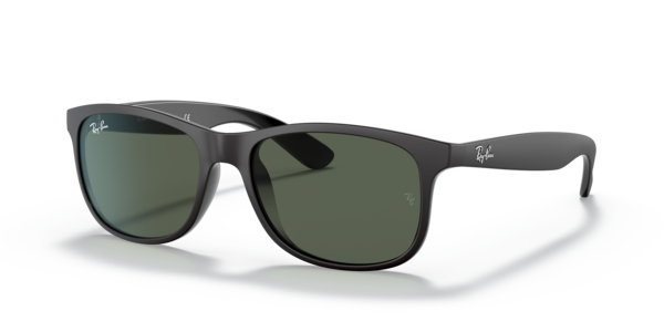 Óculos de sol Ray-Ban Andy RB4202, formato quadrado, armação em nylon injetado preto fosco, lente verde