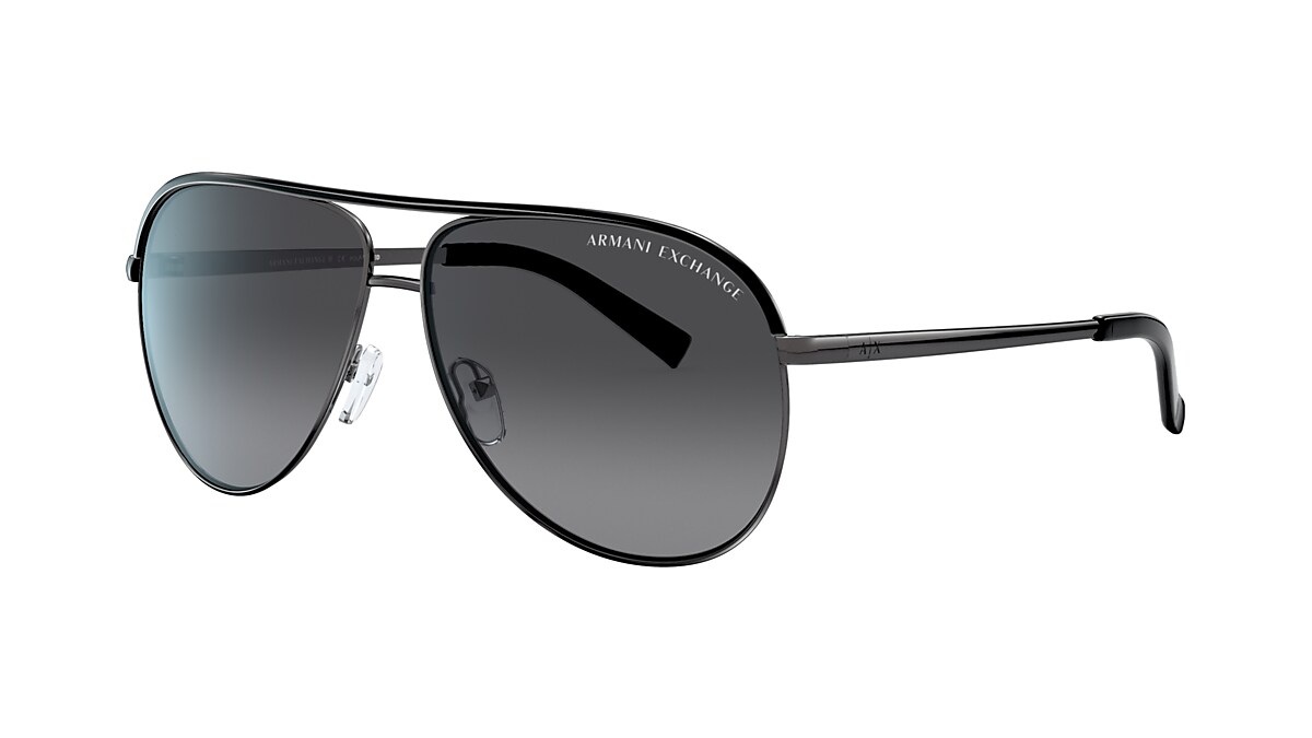 Armani Exchange AX2002 61 Gradient Grey Polarized u0026 Shiny Gunmetal u0026 Black  Polarized Sunglasses | Sunglass Hut USA