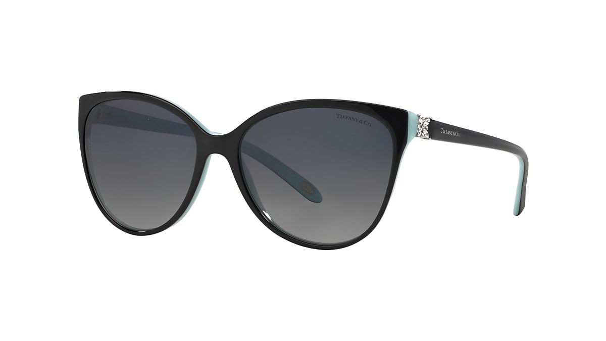 TIFFANY & CO. TF4089B Black On Tiffany Blue - Women Luxury Sunglasses,  Polar Grey Gradient Lens