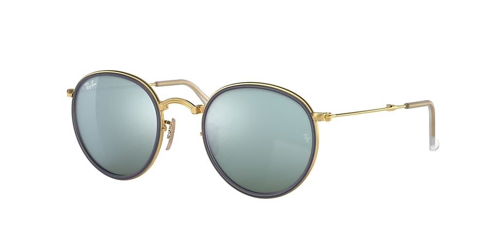 Ray-Ban RB3517 Round Folding 51 Silver Flash & Gold Sunglasses ...