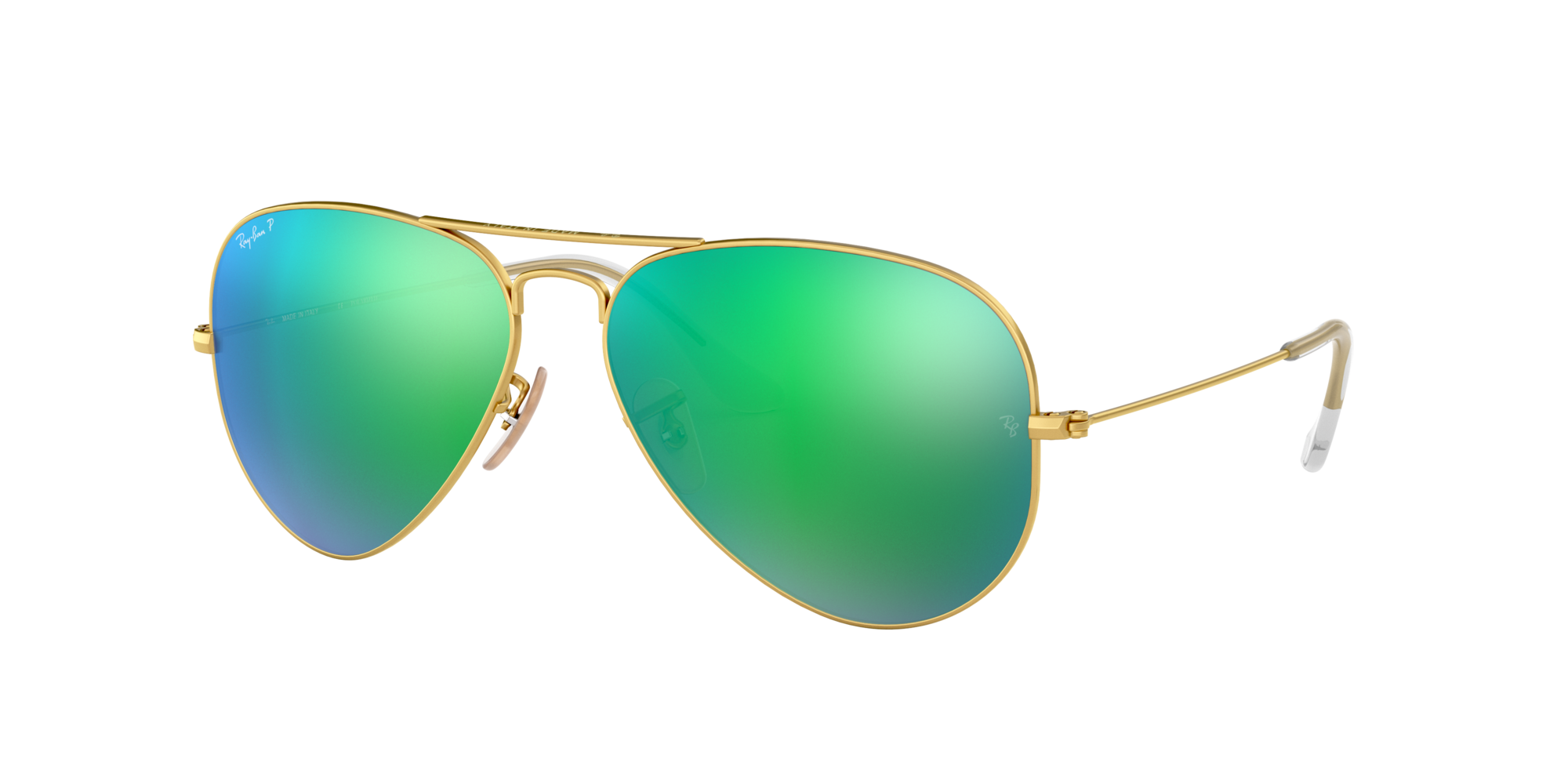 ray ban aviators gold green lens