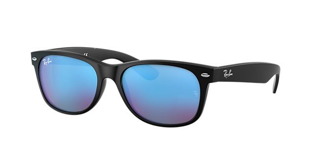 Ray-Ban RB2132 New Wayfarer Flash 55 Blue Flash & Black Sunglasses |  Sunglass Hut USA