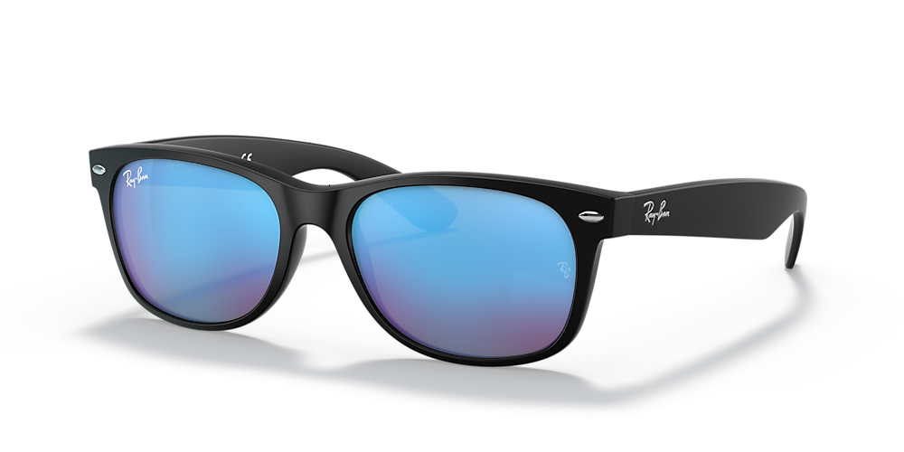 Ray-Ban RB2132 New Wayfarer Flash 55 Blue Flash & Black Sunglasses |  Sunglass Hut USA