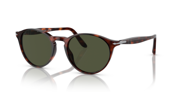 Óculos de sol Persol PO3092SM, formato oval, armação em acetato havana, lente verde cristal