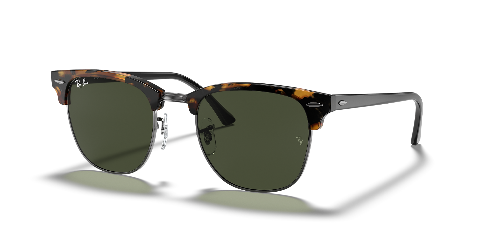 Ray-Ban RB3016 Clubmaster Fleck 51 Green Classic G-15 & Black Havana ...