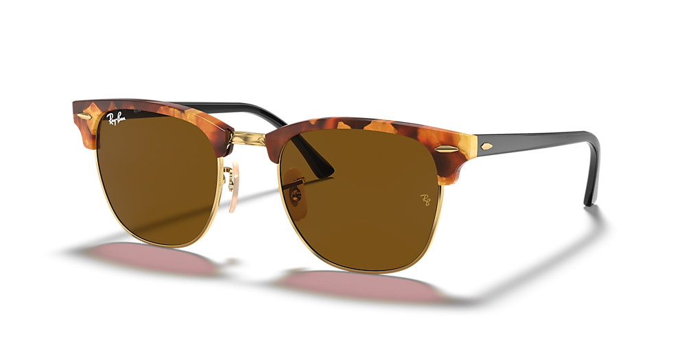 Ray-Ban RB3016 Clubmaster Fleck 51 Brown & Brown Havana Sunglasses |  Sunglass Hut USA