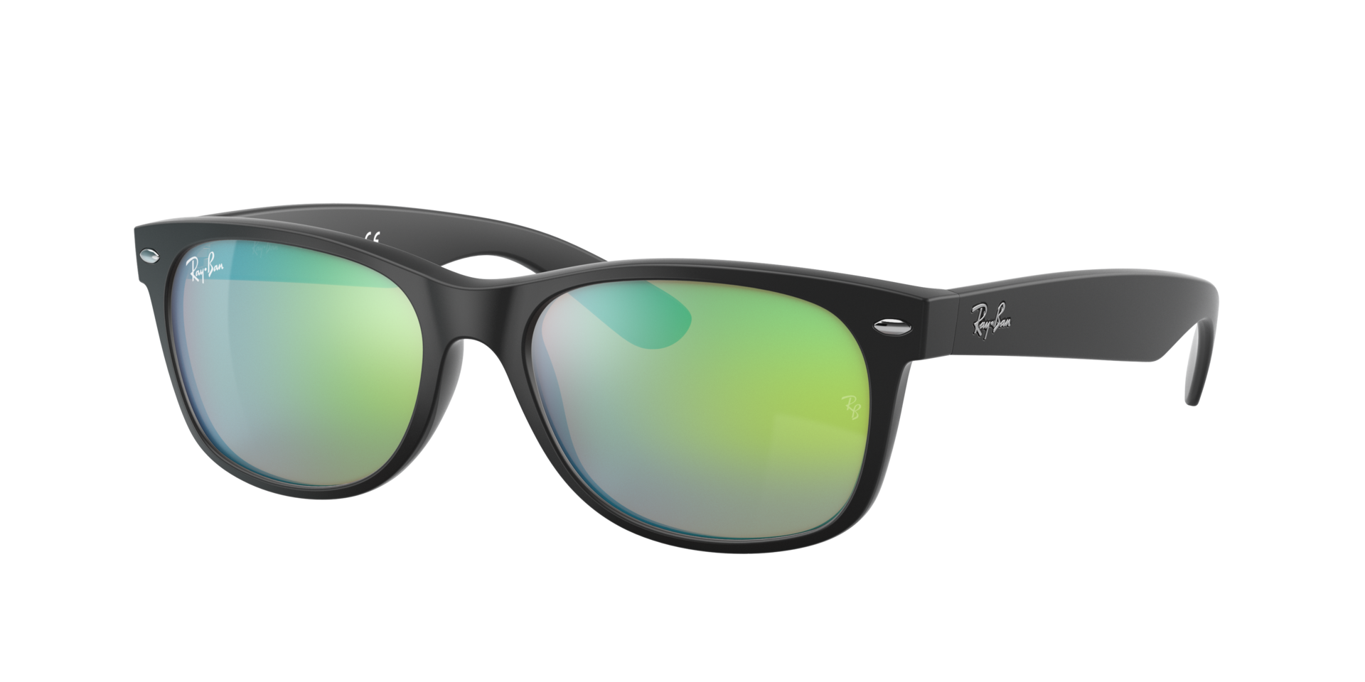 Ray-Ban Unisex  RB2132 NEW WAYFARER FLASH -  Frame color: Black, Lens color: Grey, Size 55-18/145