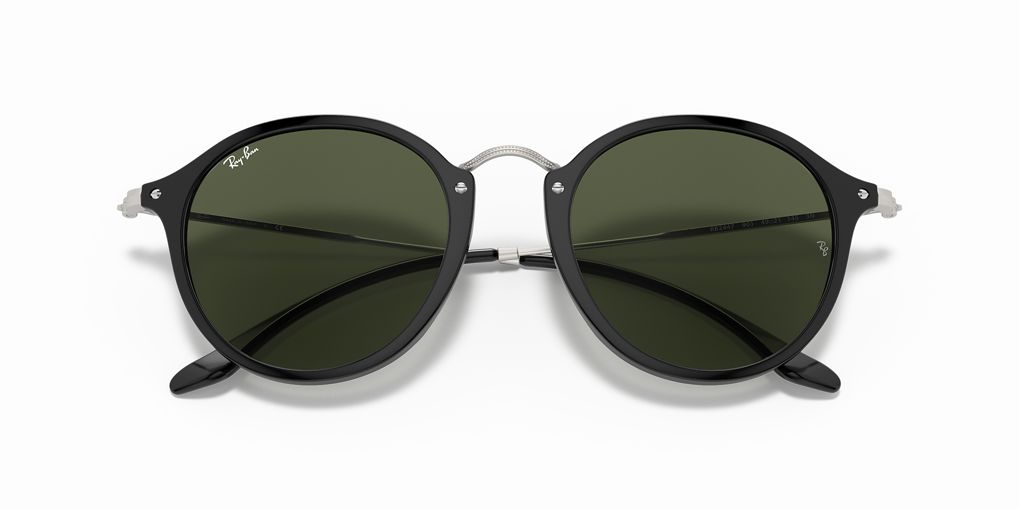 Ray-Ban RB2447 Round Fleck Negro / Verde / Classic G-15 image 6