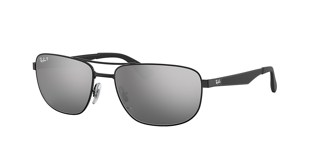 Ray-Ban RB3528 61 Polarized Silver Mirror & Black Polarised Sunglasses ...