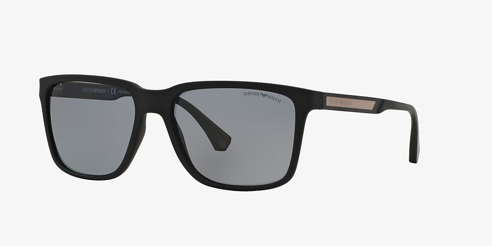 Emporio Armani EA4047 56 Grey Polar & Rubber Black Polarised Sunglasses |  Sunglass Hut Australia