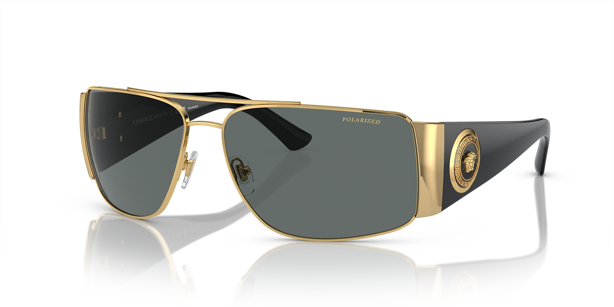 Versace Ve2163 63 Dark Grey Polar And Gold Polarized Sunglasses Sunglass Hut Usa