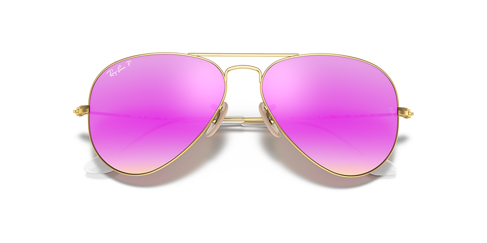 Ray Ban Rb3025 Aviator Flash Lenses 58 Polarized Cyclamen Flash Gold Polarized Sunglasses Sunglass Hut Usa
