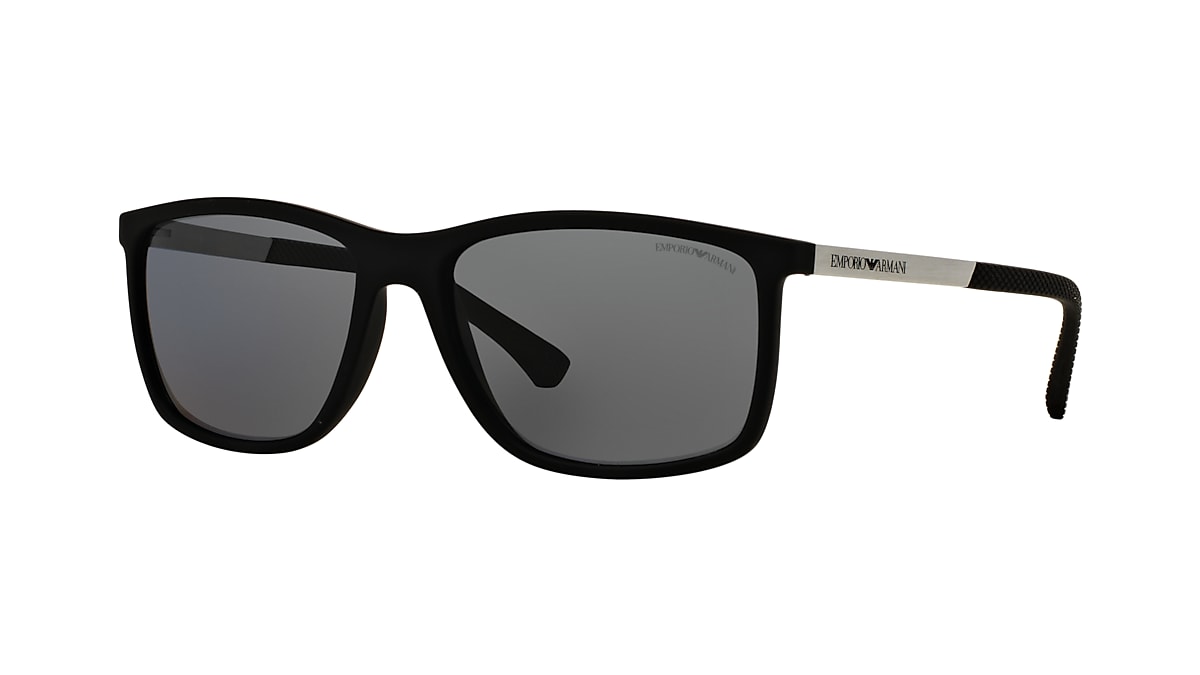 Emporio Armani EA4058 58 Grey Polar & Rubber Black Polarised Sunglasses |  Sunglass Hut Australia