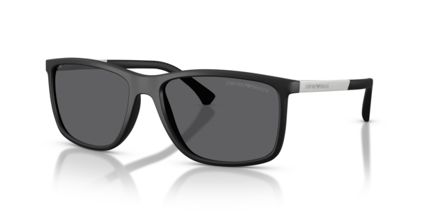 Óculos de sol Emporio Armani EA4058, formato quadrado, armação em acetato preto, lente cinza