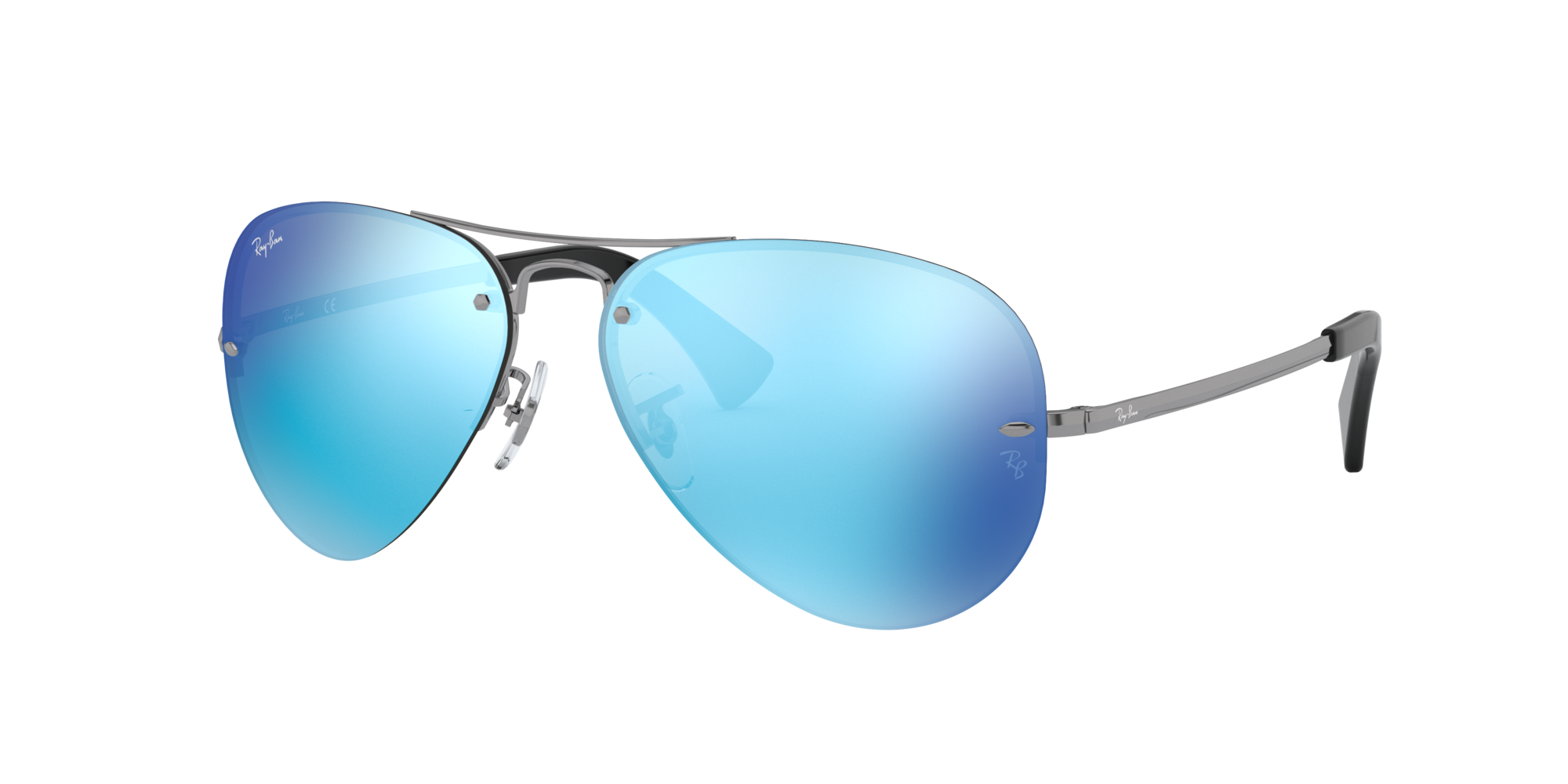 blue mirrored aviator sunglasses ray ban