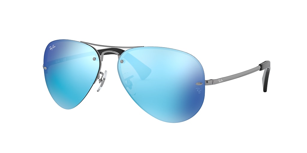 RayBan RB3449 59 Blue Mirror & Gunmetal Sunglasses Sunglass Hut