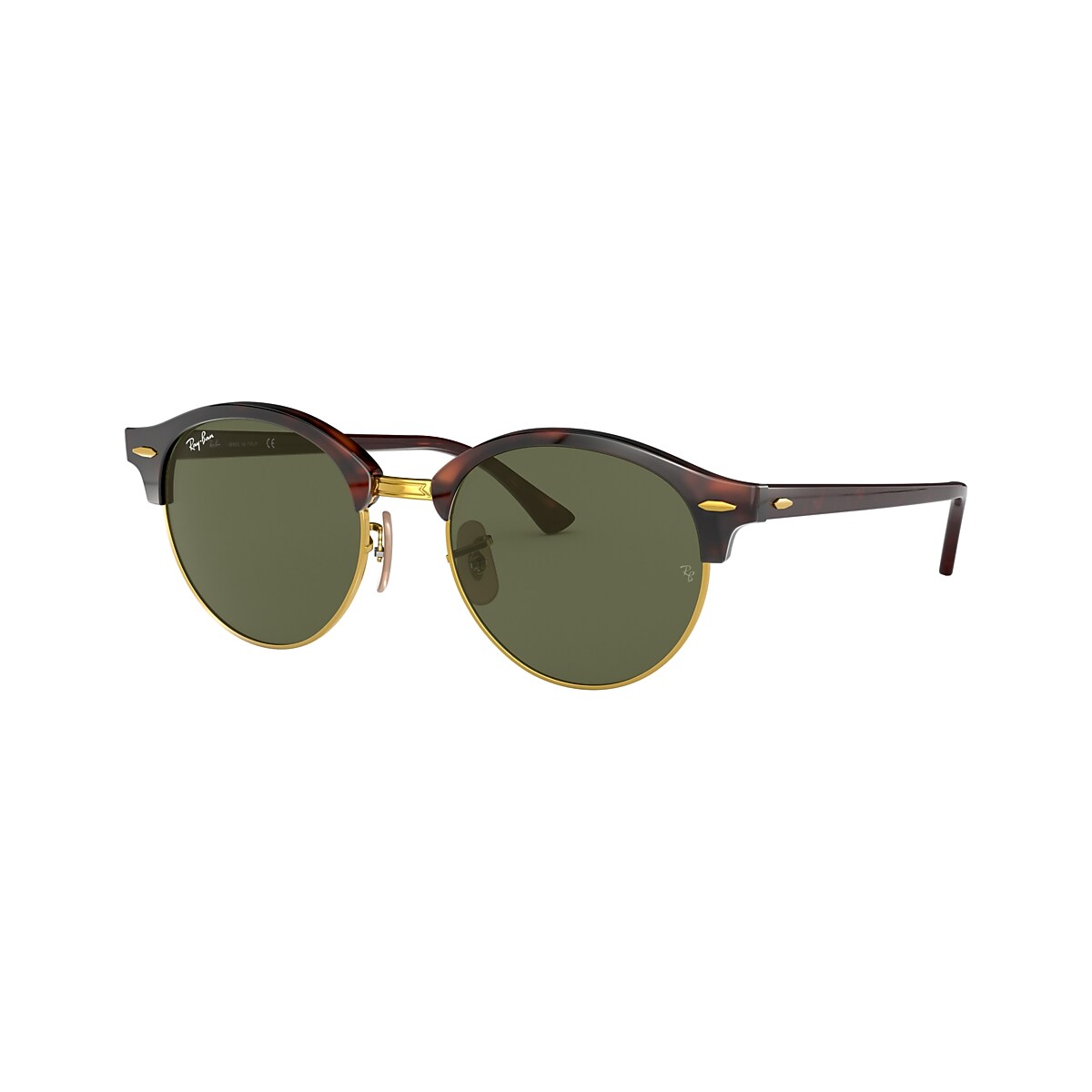 Ray-Ban Clubround Green Lens Tortoise Gold Frame Unisex Sunglasses RB4246 990 51 Sunglasses Ray-Ban Clubround RB 4246 (990) RB4246 Unisex  main image 3