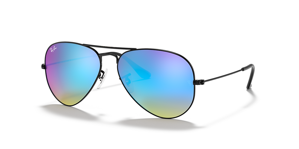 Ray-Ban RB3025 Aviator Flash Lenses Gradient 58 Blue Gradient Flash & Black  Sunglasses | Sunglass Hut USA