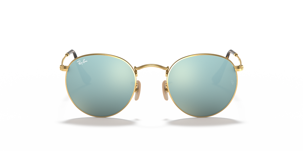 Ray-Ban RB3447N Round Flat Lenses 50 Silver Flash & Gold Sunglasses |  Sunglass Hut USA