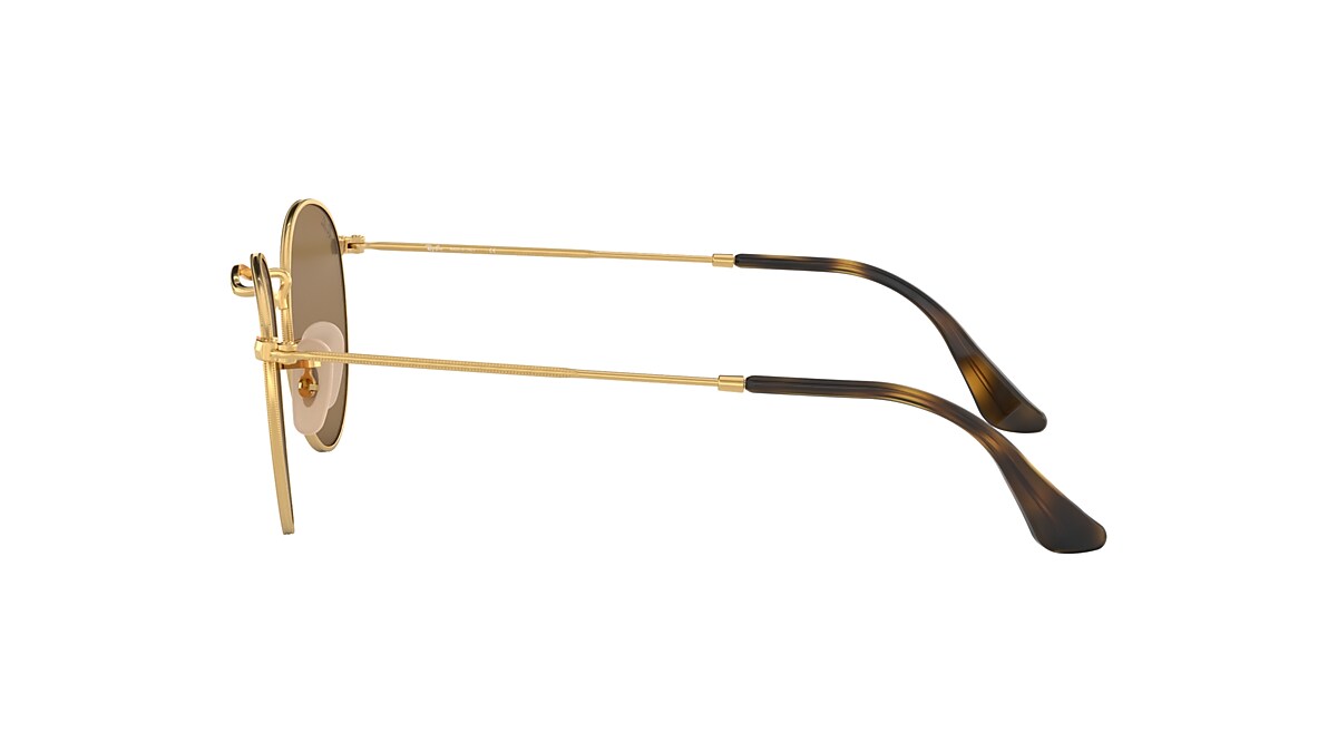 Ray-Ban RB3447N Round Flat Lenses 50 Brown & Gold Sunglasses | Sunglass Hut  USA
