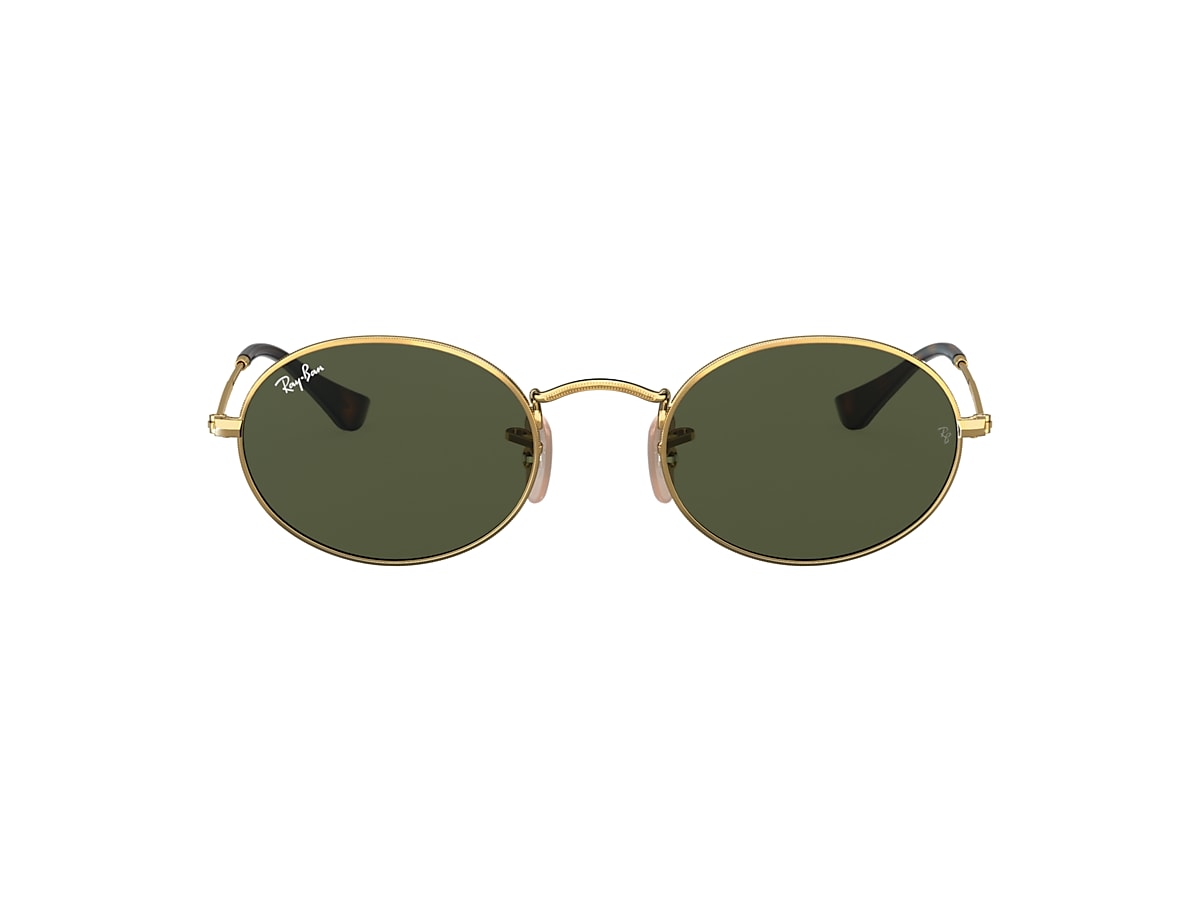 Ray-Ban RB3547N Oval Flat Lenses 48 Green & Gold Sunglasses