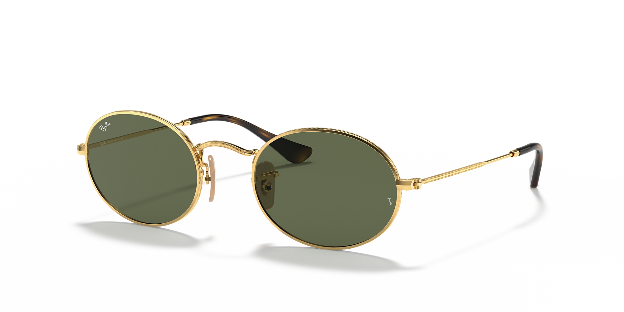 Ray-Ban RB3547N Oval Flat Lenses 48 Green & Gold Sunglasses | Sunglass ...